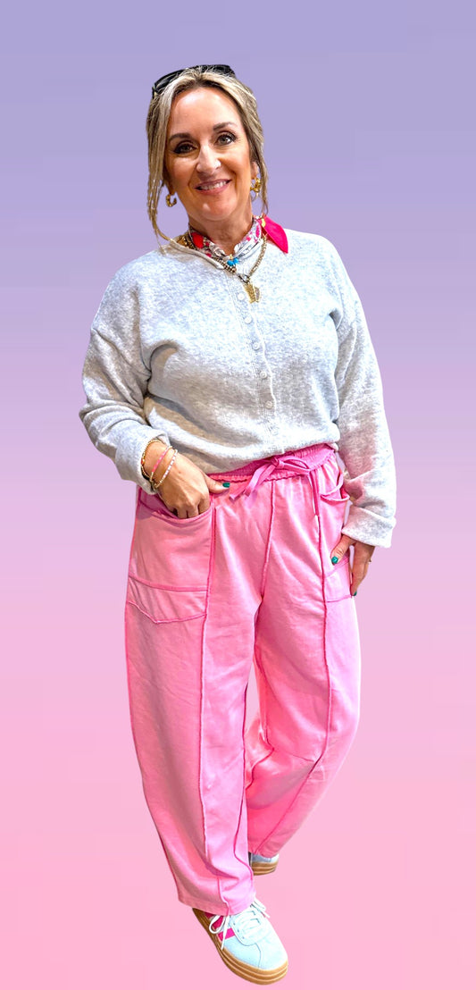 Pink Jogger Barrel Pants