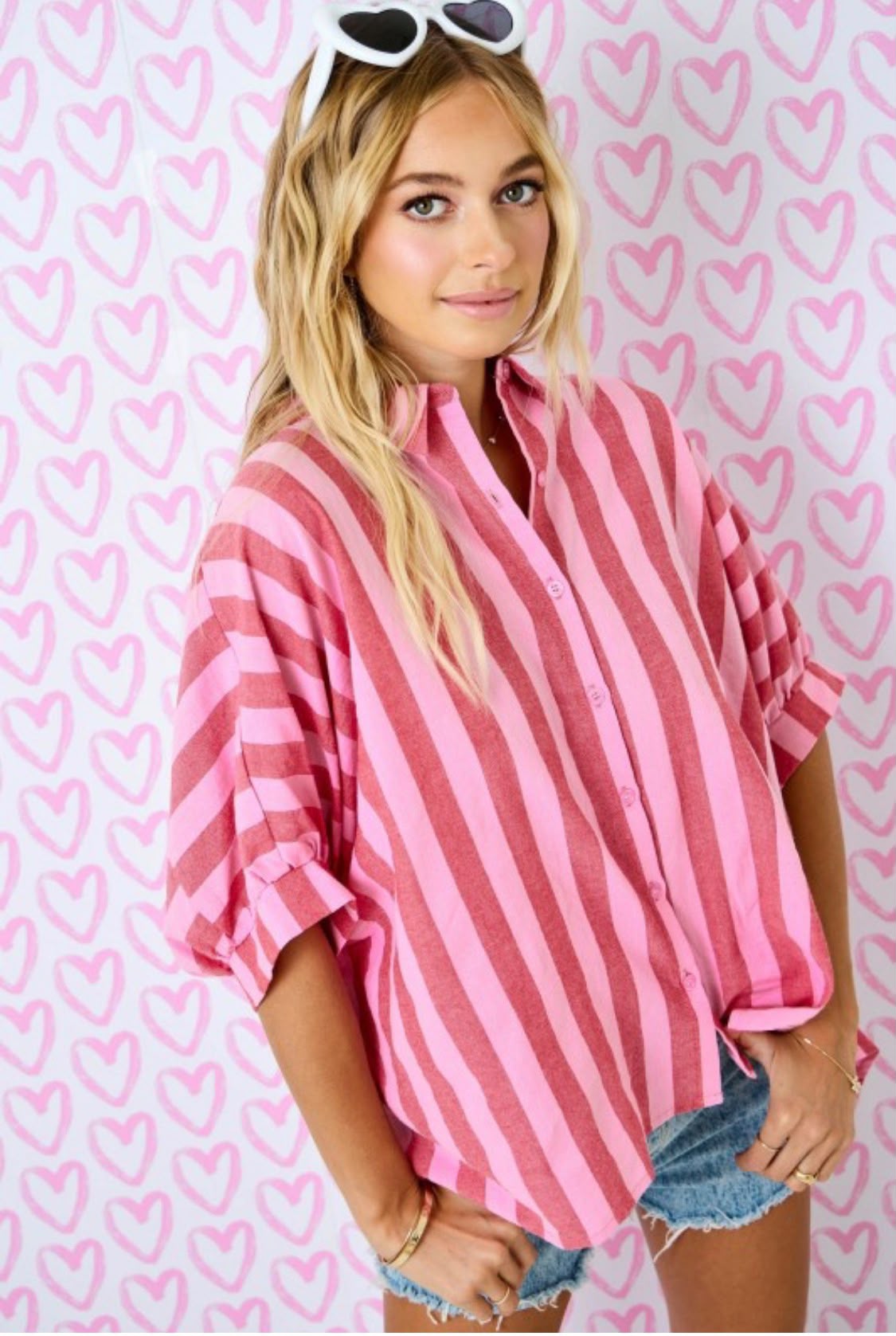 ✨ Pretty in Pink Striped Statement Top