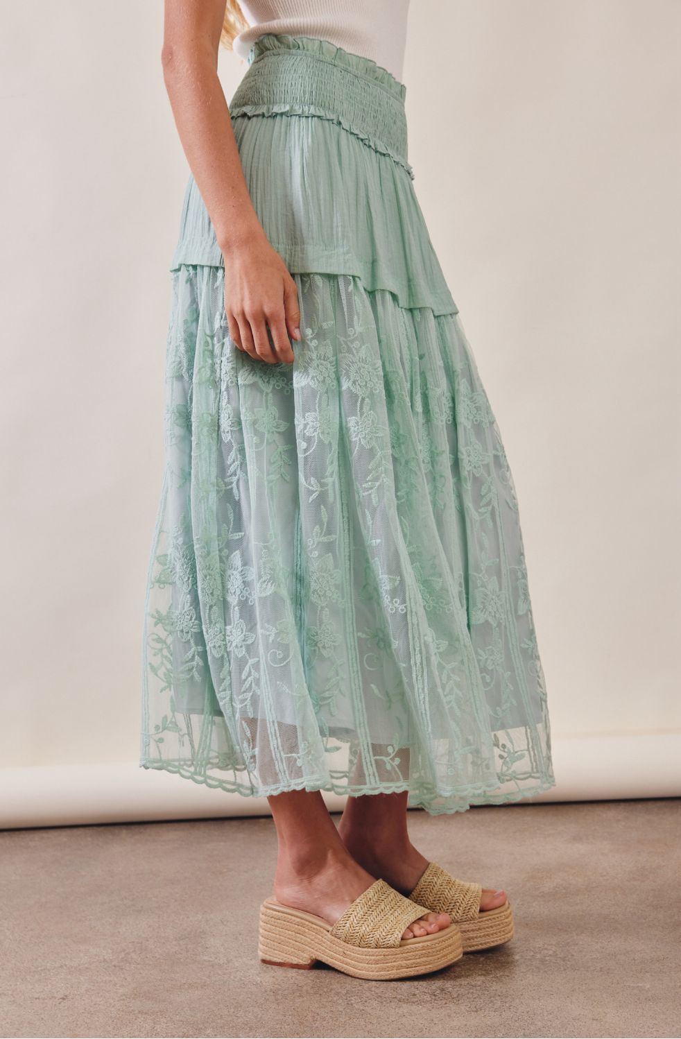Sheer Garden Maxi Floral Skirt
