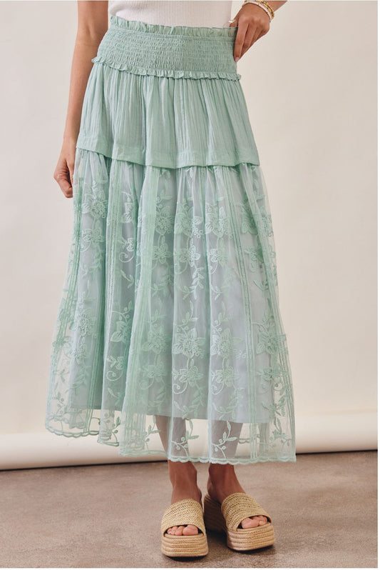 Sheer Garden Maxi Floral Skirt
