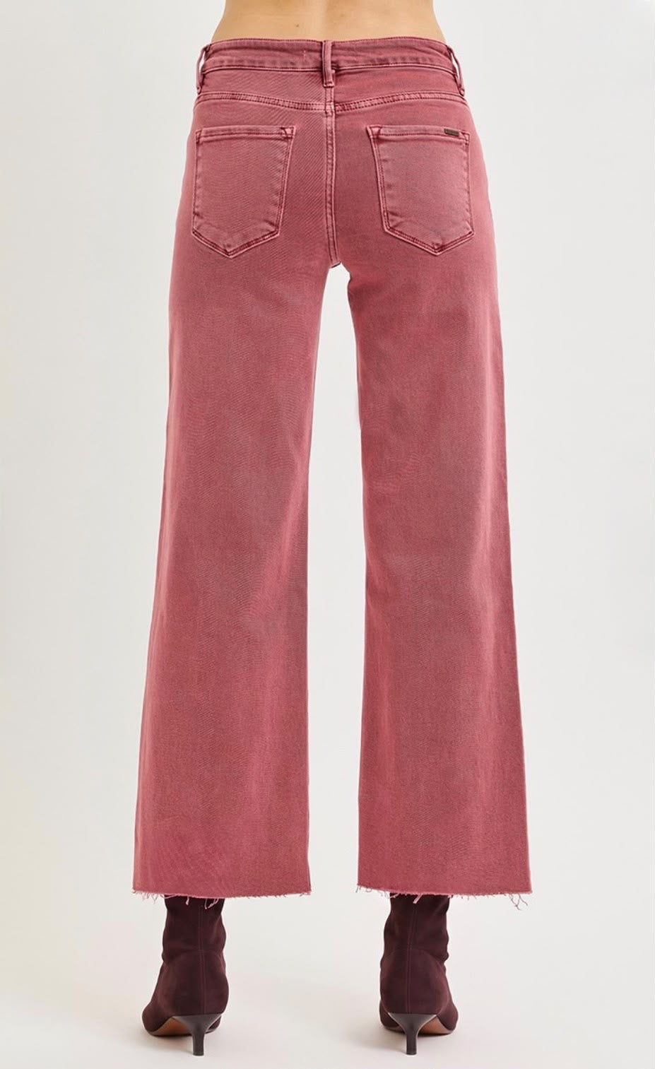 The Bordeaux Belle Wide-Leg Cropped Jeans