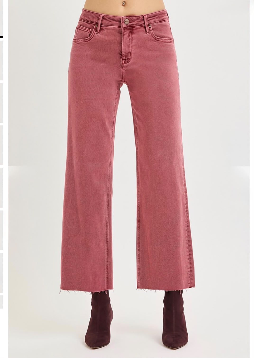 The Bordeaux Belle Wide-Leg Cropped Jeans