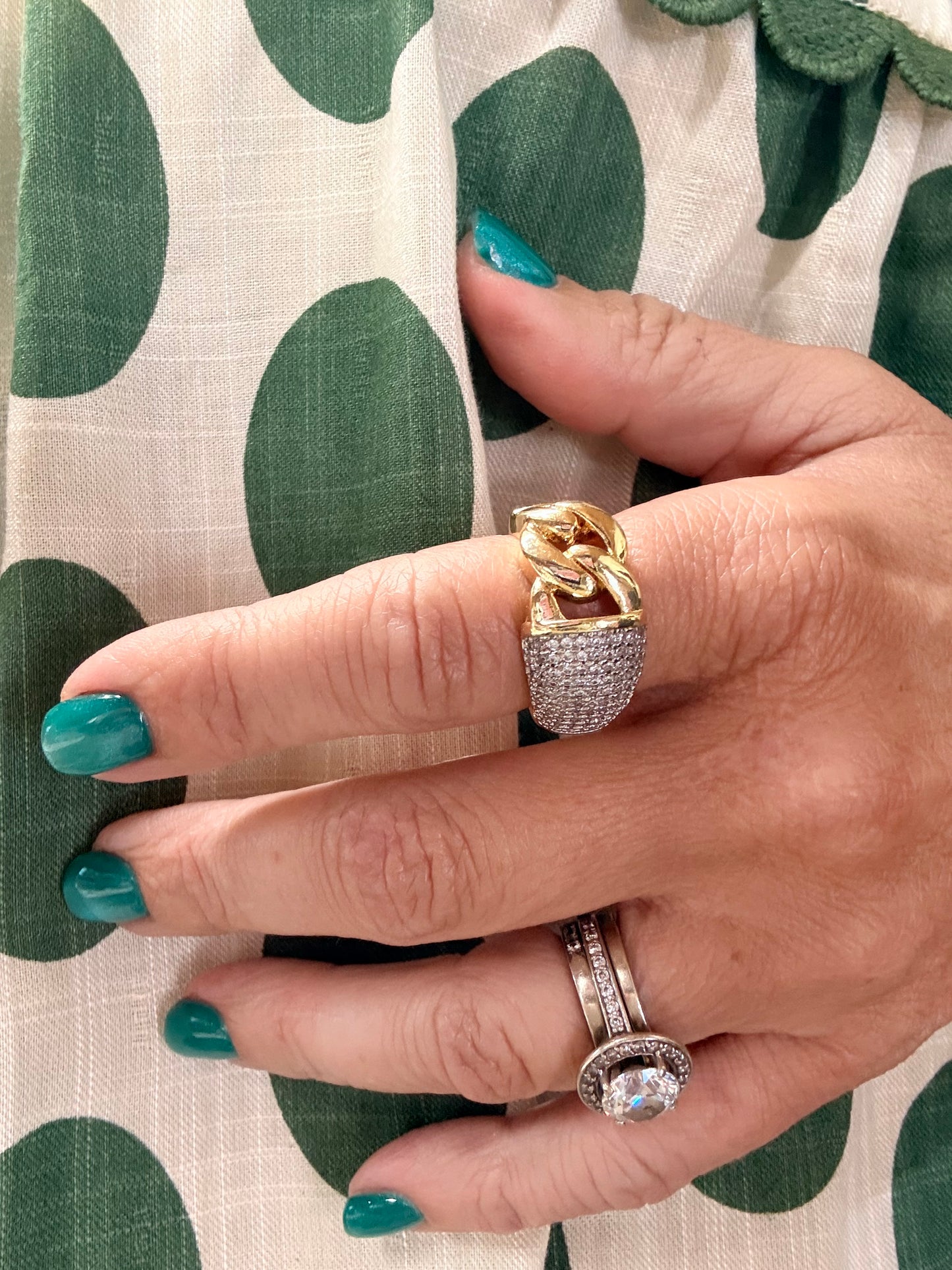The Monaco Luxe Pavé Chain Ring