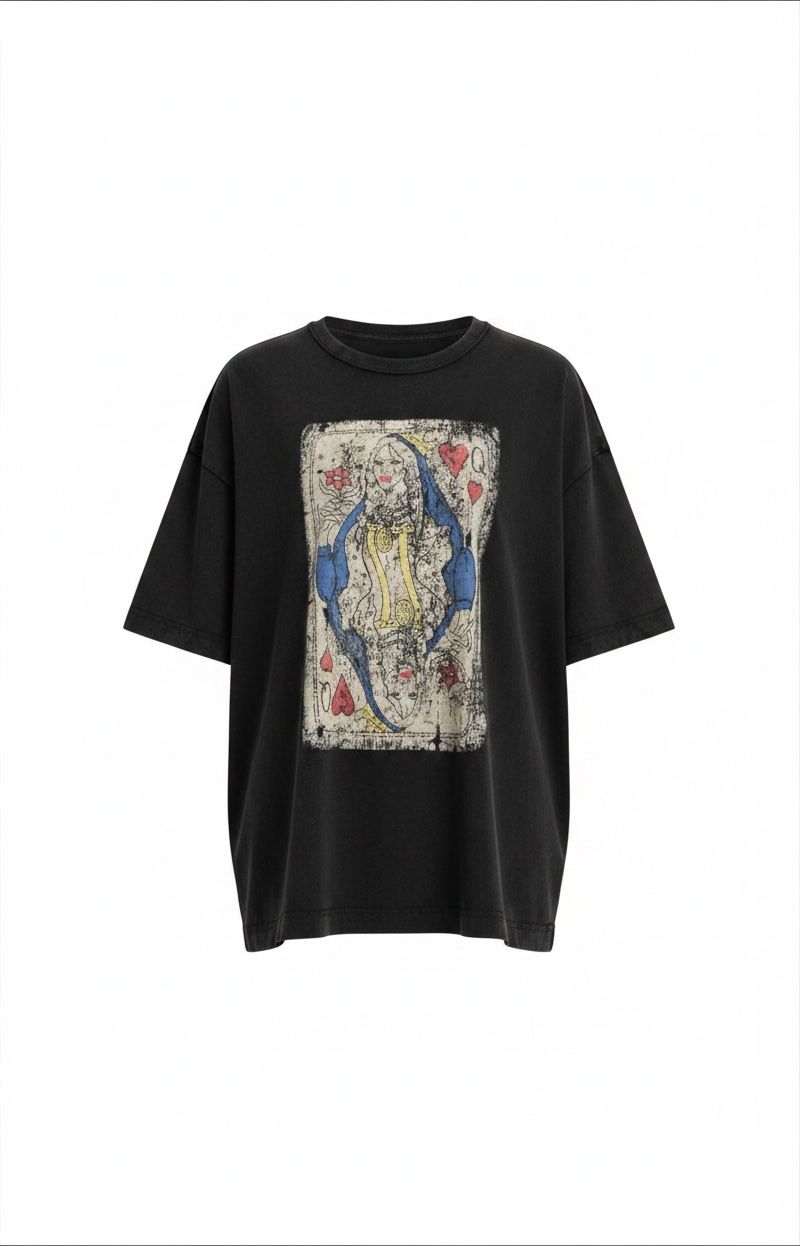 The Royal Flush Queen of Hearts Vintage Graphic Tee