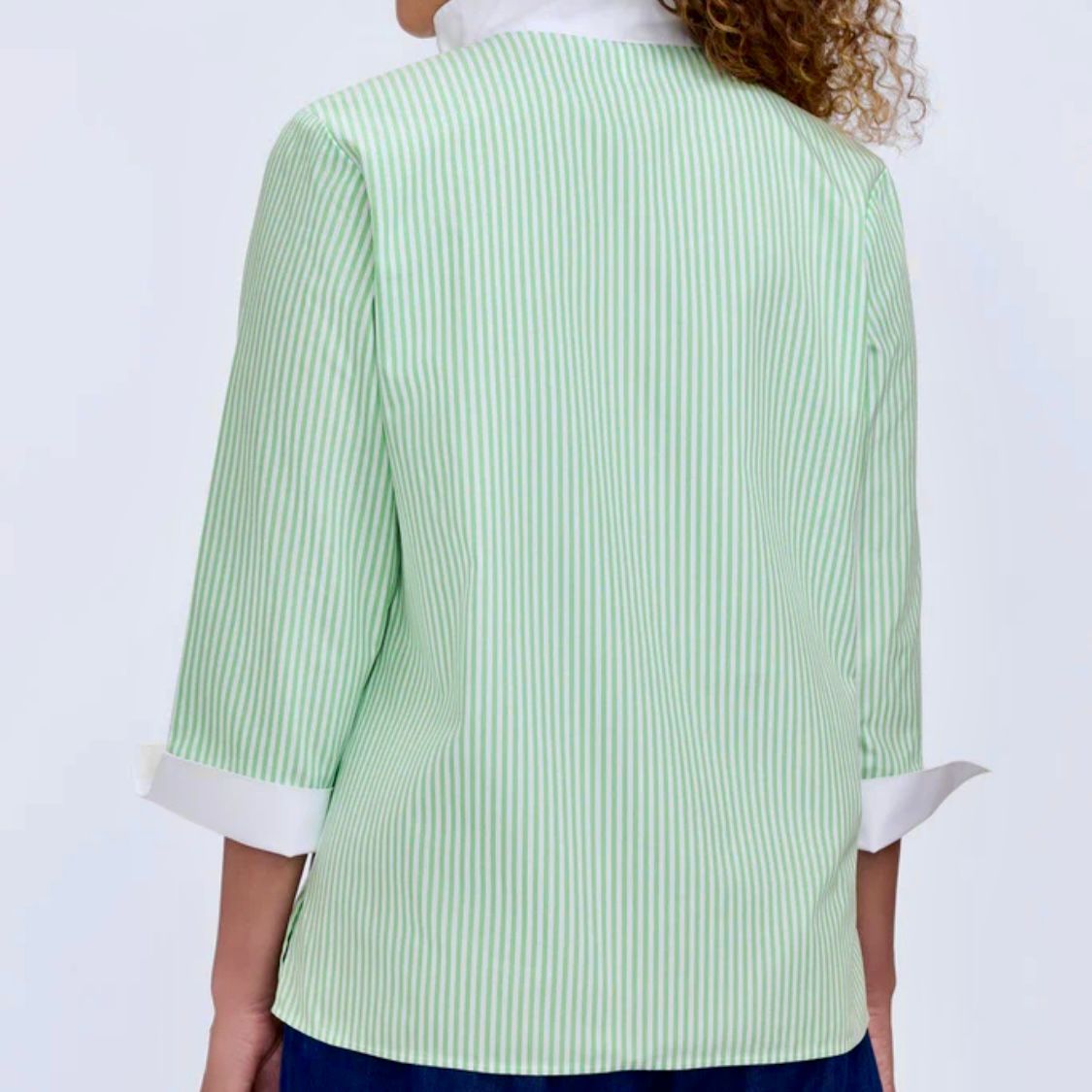 Tammy No Iron Pinpoint Striped 3/4 Sleeve Popover Shirt