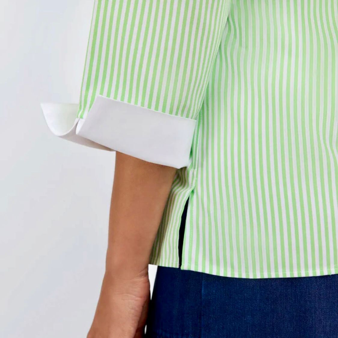 Tammy No Iron Pinpoint Striped 3/4 Sleeve Popover Shirt
