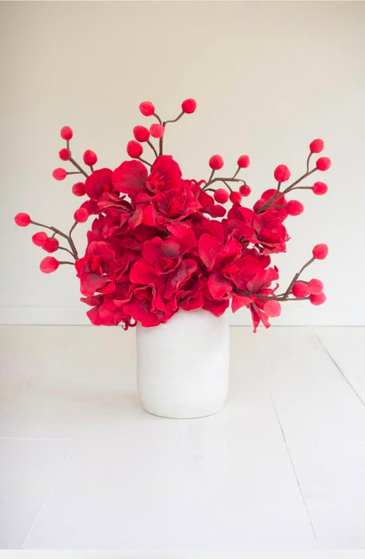 Velvet Crimson Orchid Berry Stem