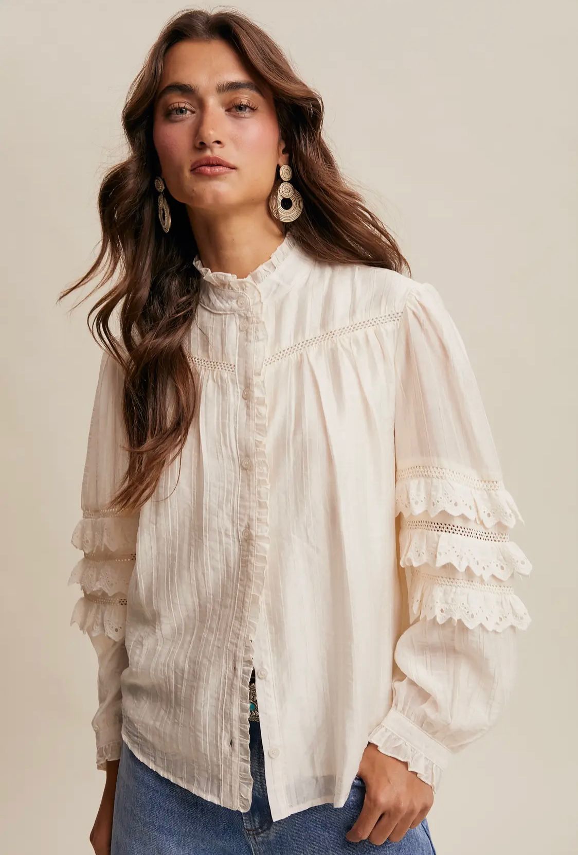 ✨ Victorian Lace Detail Blouse / Romantic Vintage Style Top