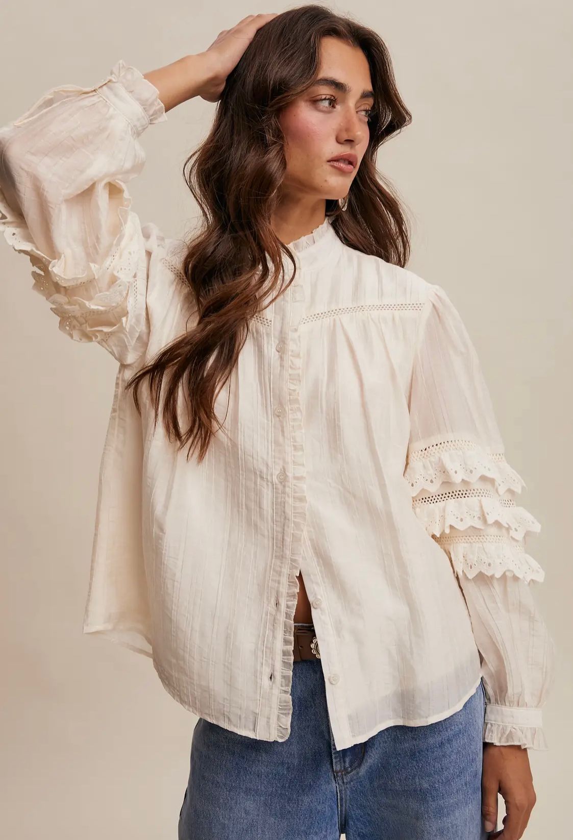 ✨ Victorian Lace Detail Blouse / Romantic Vintage Style Top