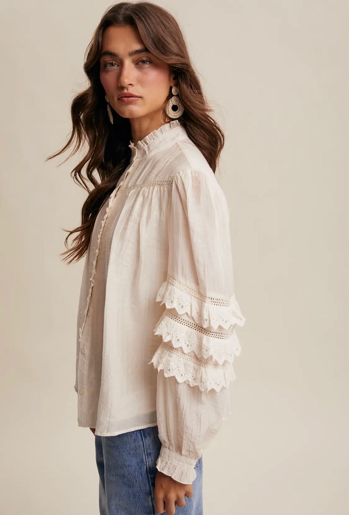 ✨ Victorian Lace Detail Blouse / Romantic Vintage Style Top