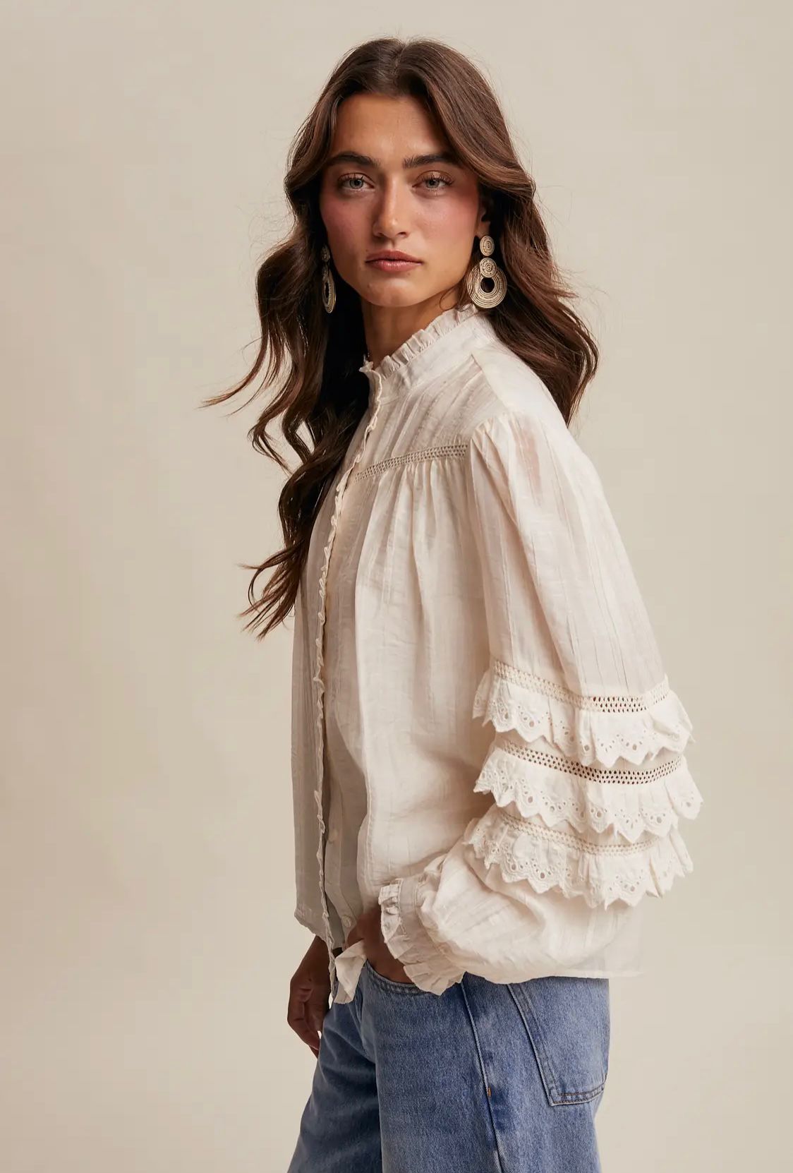 ✨ Victorian Lace Detail Blouse / Romantic Vintage Style Top
