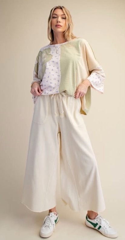 Washed Terry Knit Wide Pants