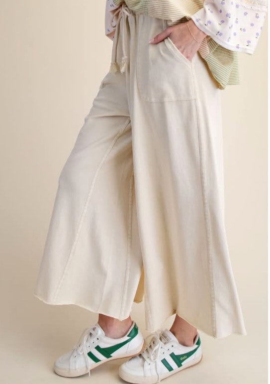 Washed Terry Knit Wide Pants