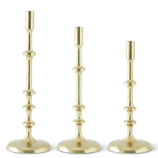 Gold Metal Ribbed Candlestick