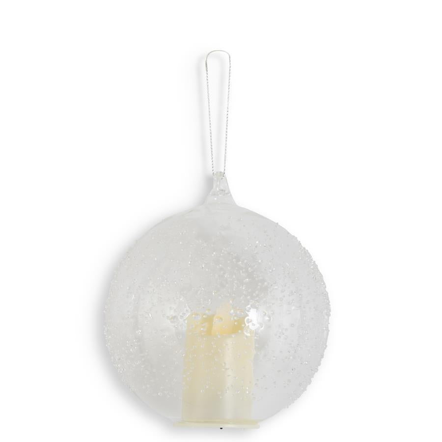 3.75 Inch LED Textured Clear Glass Ornament