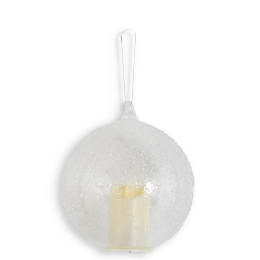 4.5 Inch LED Textured Clear Glass Ornament