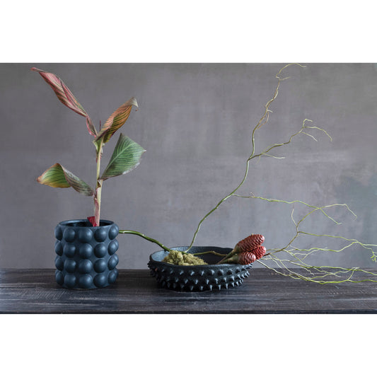 Black Stoneware with Raised Dots