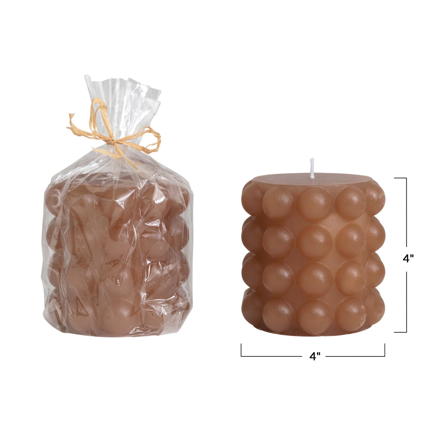 Brown Unscented Hobnail Pillar Candle