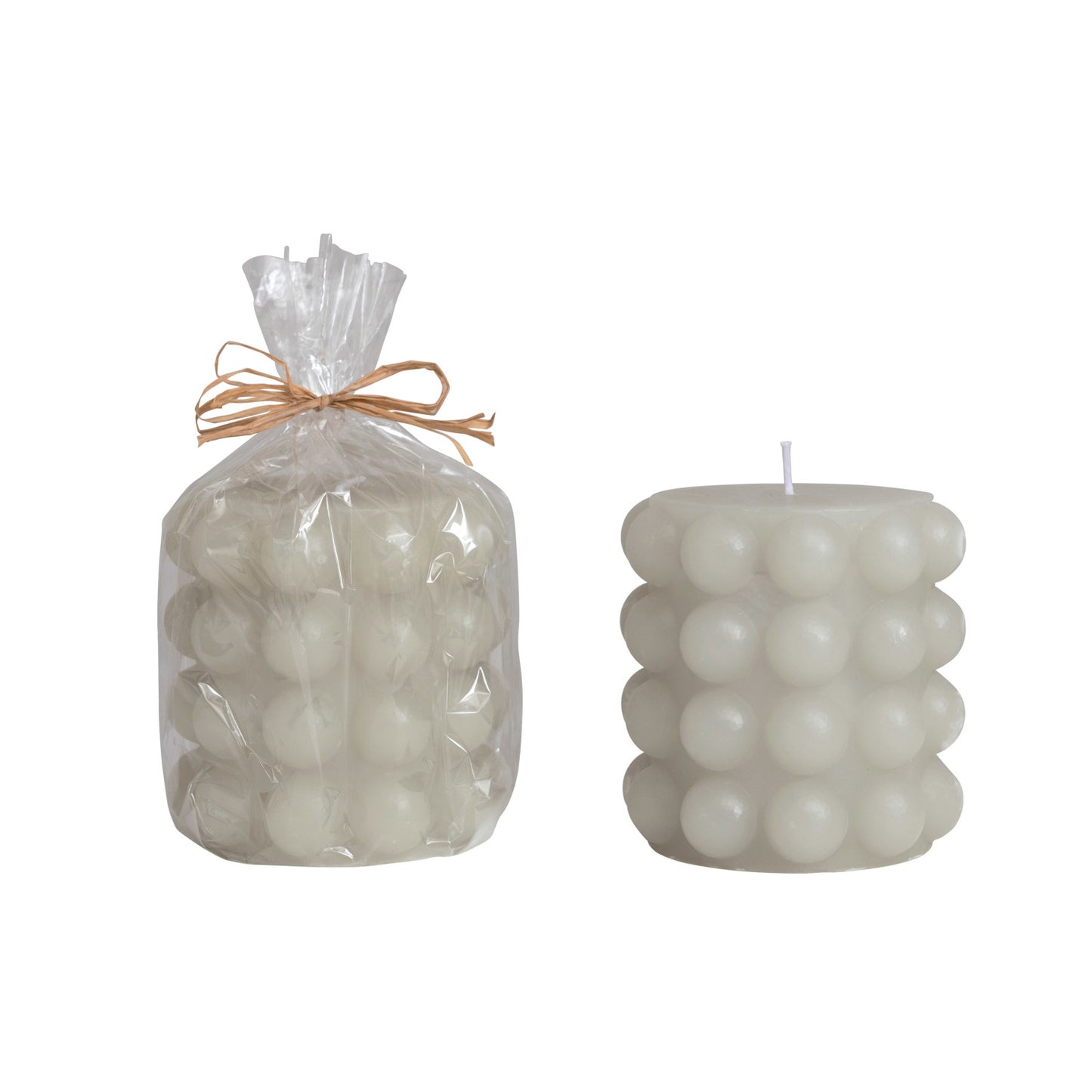 Dove Grey Unscented Hobnail Pillar Candle