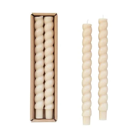 Creme Twisted Taper Candles